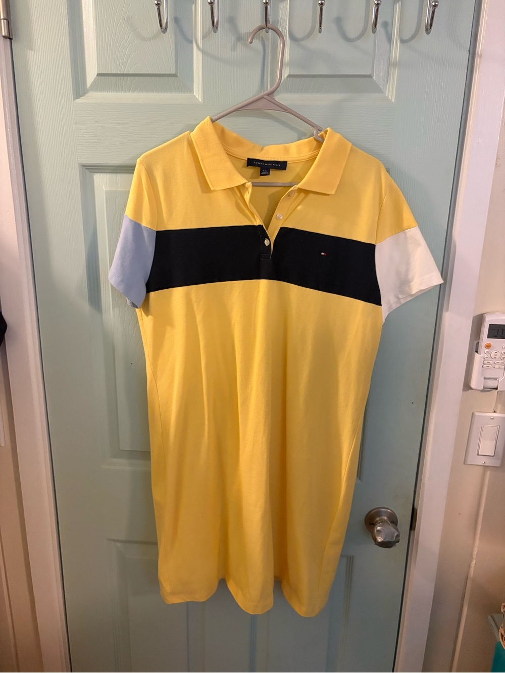 Tommy Hilfiger Yellow Polo Dress with Navy & White Bands
